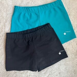 Kids Destira Black Camo and Teal Dance / Gymnastics Shorts